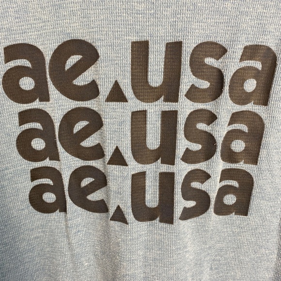 American Eagle Men's Pale Blue Long Sleeve Tight Waffle Knit LS T-Shirt Medium - Picture 3 of 13